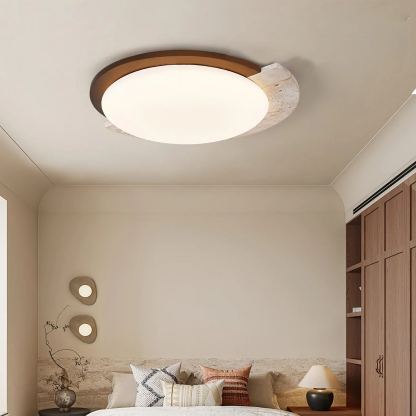 Zaid  Vintage Round Acrylic Wood Ceiling Lamp Bedroom Living Room