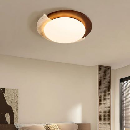 Zaid  Vintage Round Acrylic Wood Ceiling Lamp Bedroom Living Room