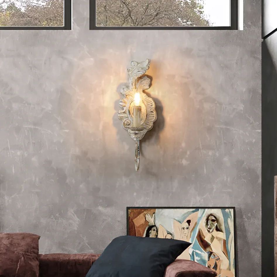 Alessio Vintage Metal Wood Old White Antique Gold Old Grey Wall Lamp Dining Room