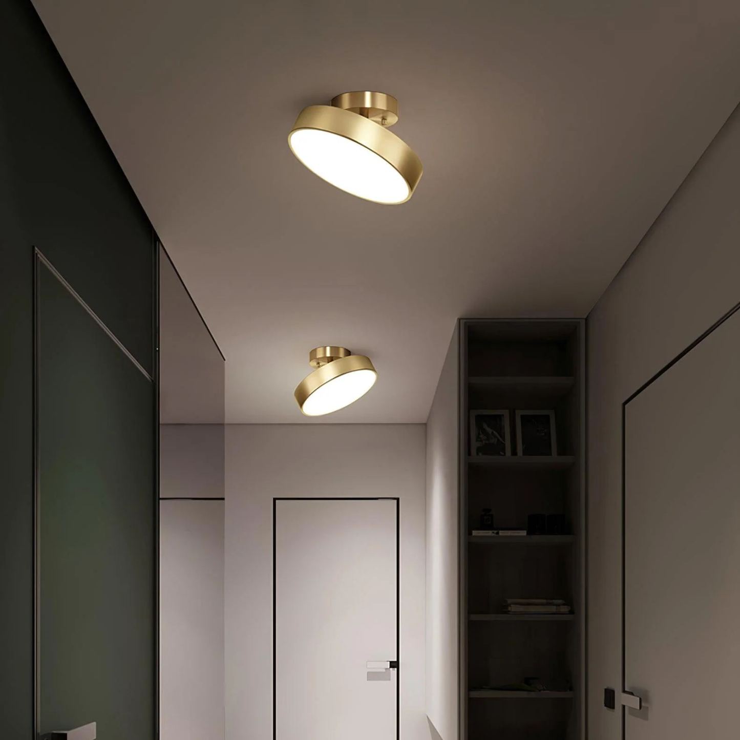 Edge Industrial Round Metal Acrylic Brass Ceiling Light Living Room Hallway