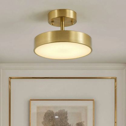 Edge Industrial Round Metal Acrylic Brass Ceiling Light Living Room Hallway