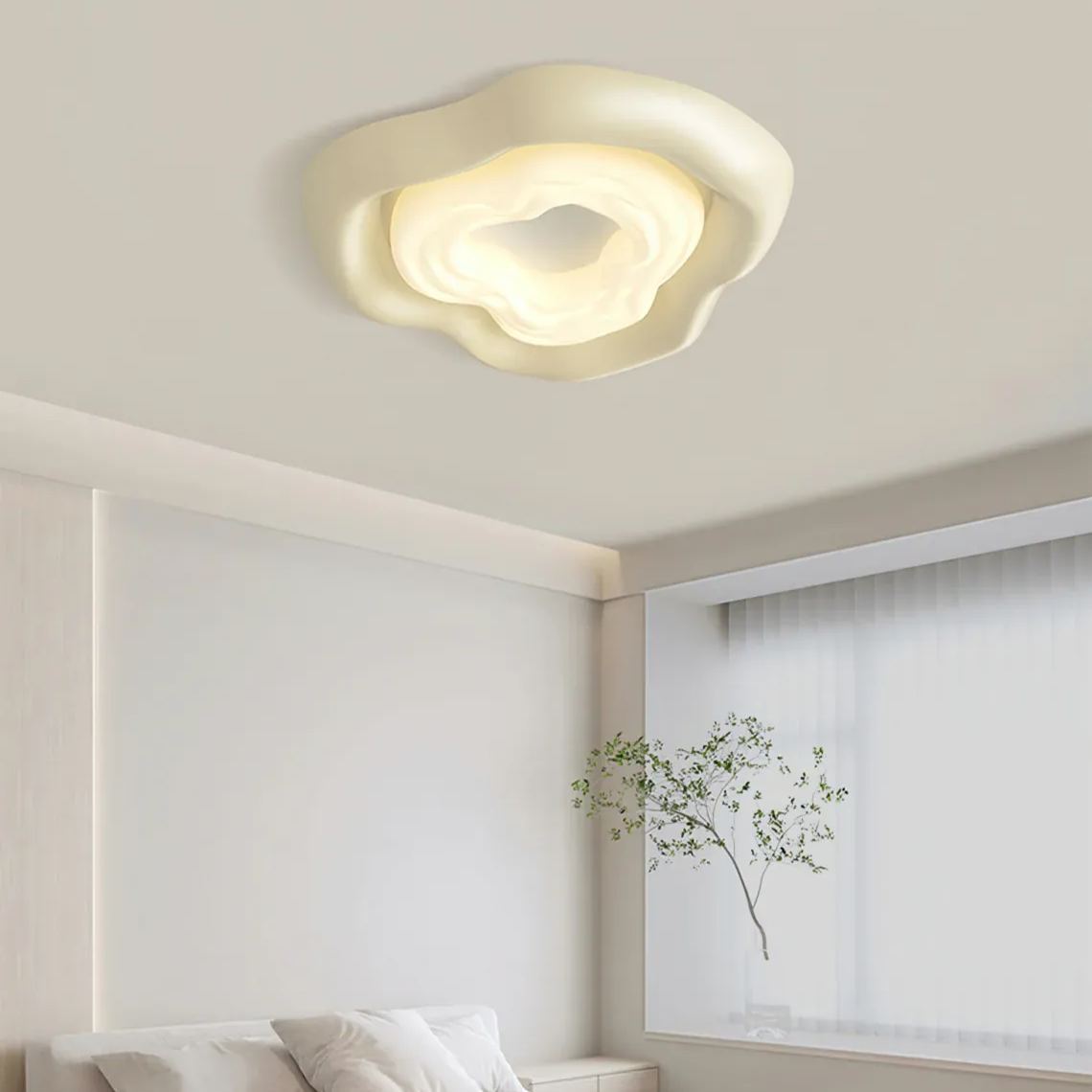 Quinn Unusual White Cream Color Roses Ceiling Lamp Dining Room
