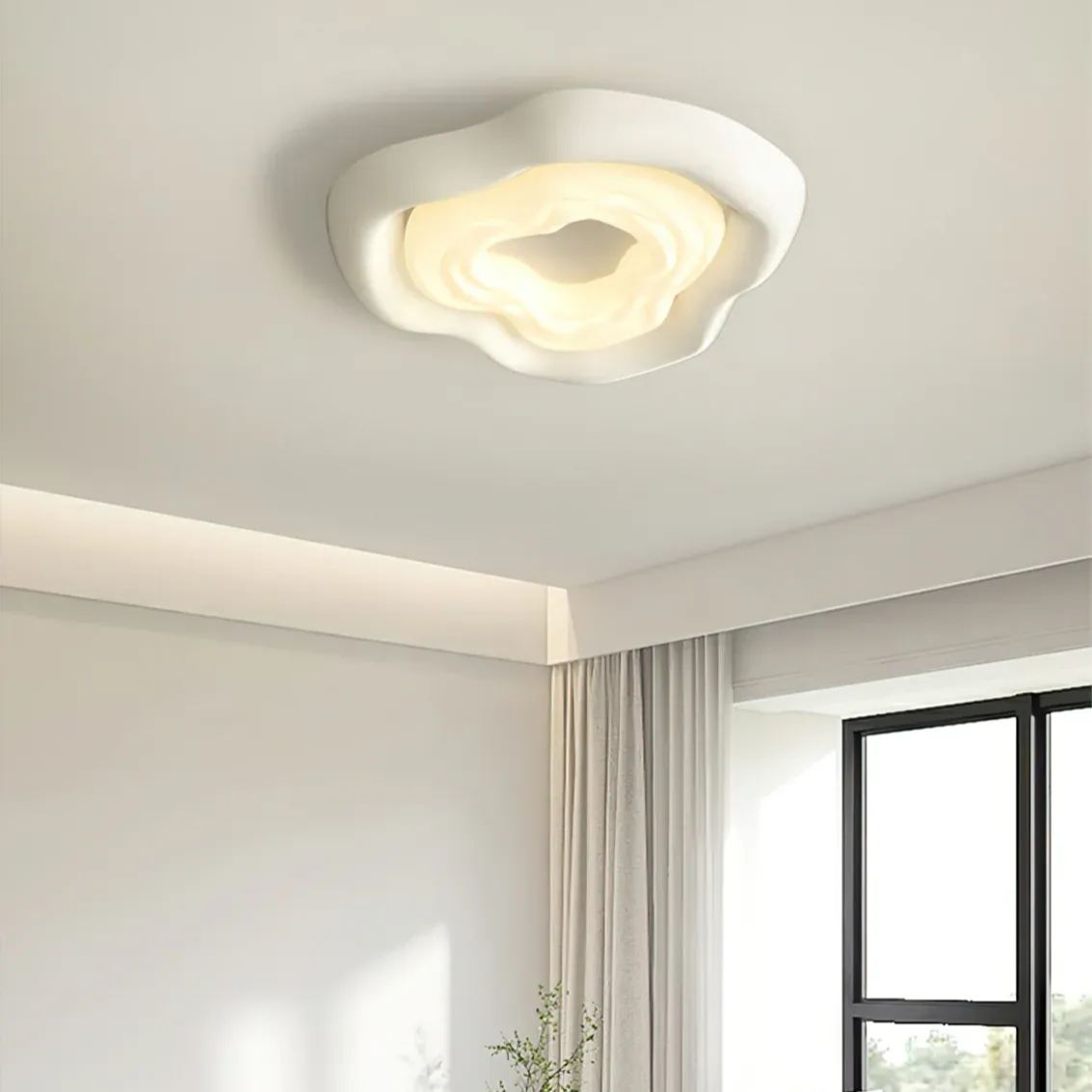 Quinn Unusual White Cream Color Roses Ceiling Lamp Dining Room