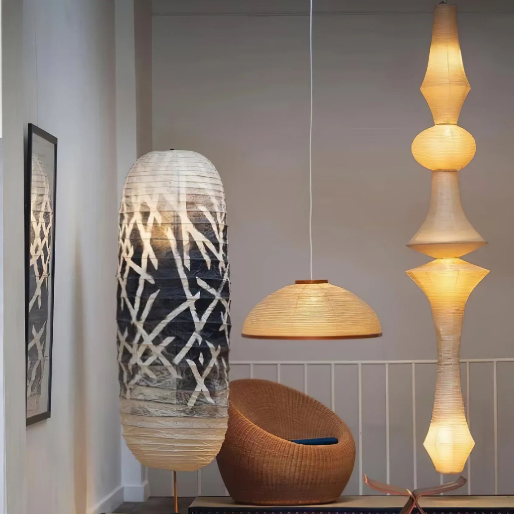 Renée Geometric Style Metal Paper Pendant Light Bedroom Living Room