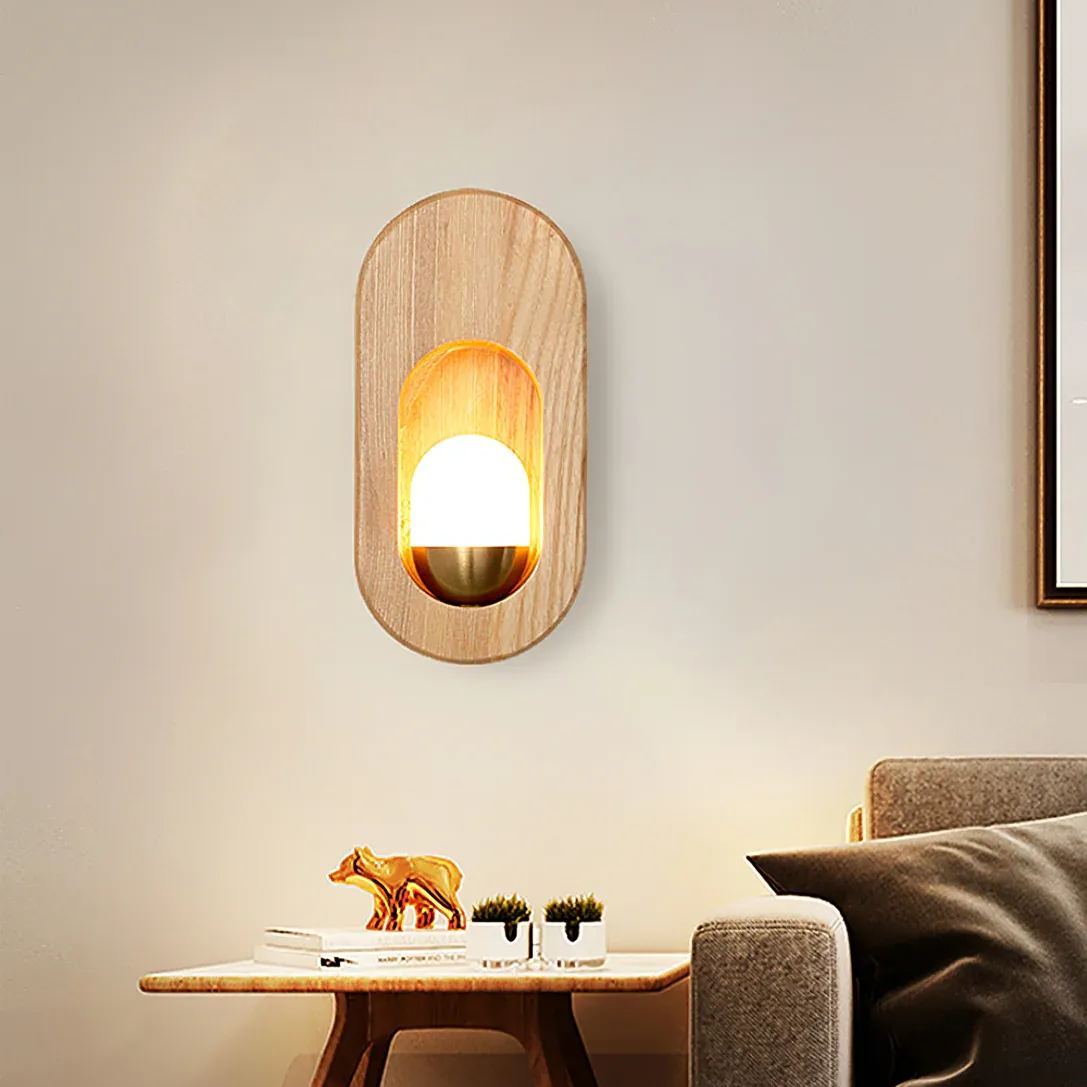 Ozawa Classical Wood Glass Wall Lamp Bedroom  Dining Room