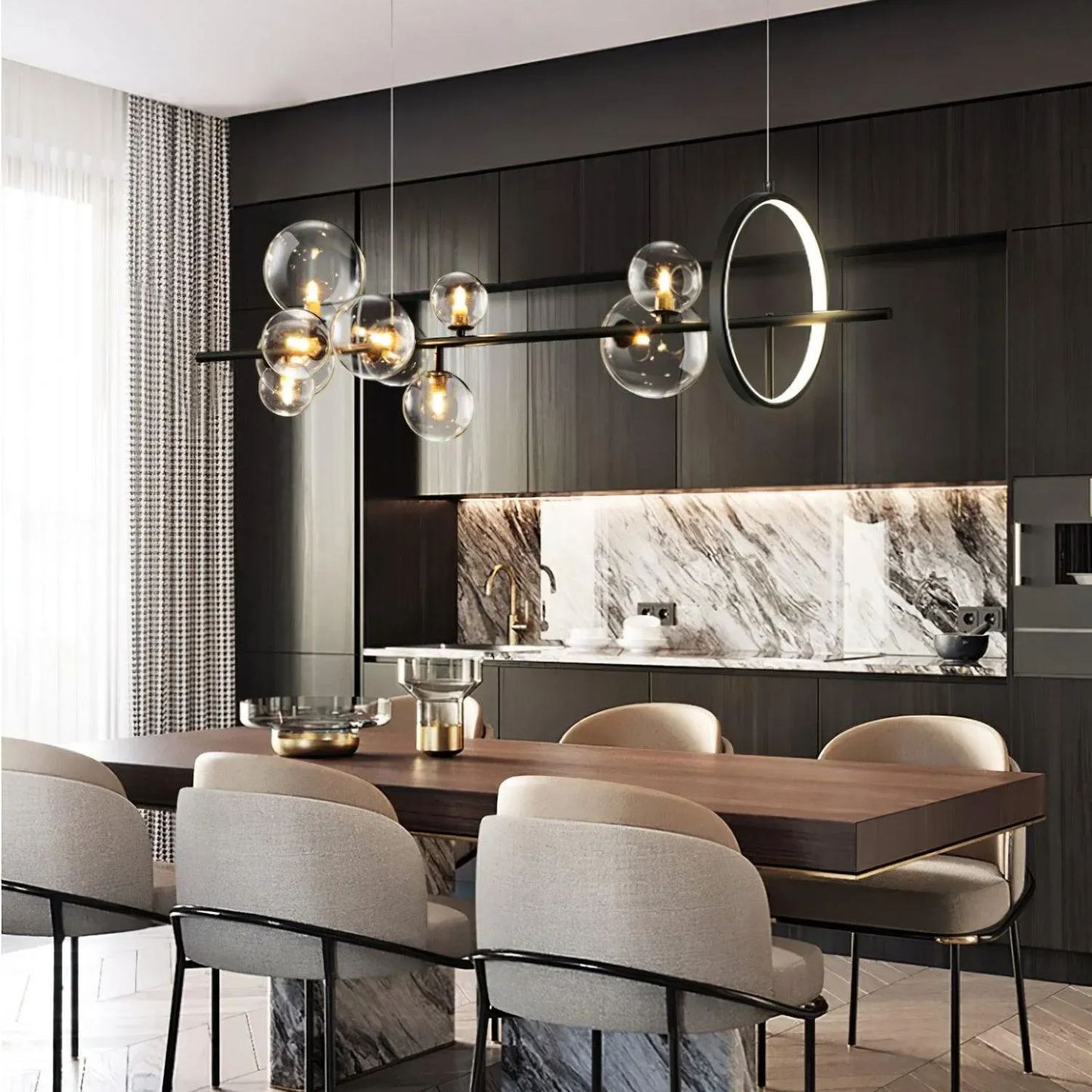 Valentina Gorgeous Metal Glass Chandelier Living Room Dining Room