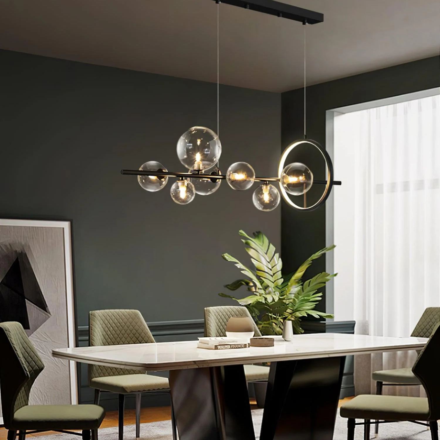 Valentina Gorgeous Metal Glass Chandelier Living Room Dining Room