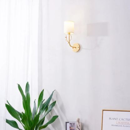 Alessio Vintage Brass Deer Head Fabric Wall Light Bedroom Hallway