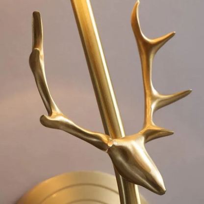Alessio Vintage Brass Deer Head Fabric Wall Light Bedroom Hallway