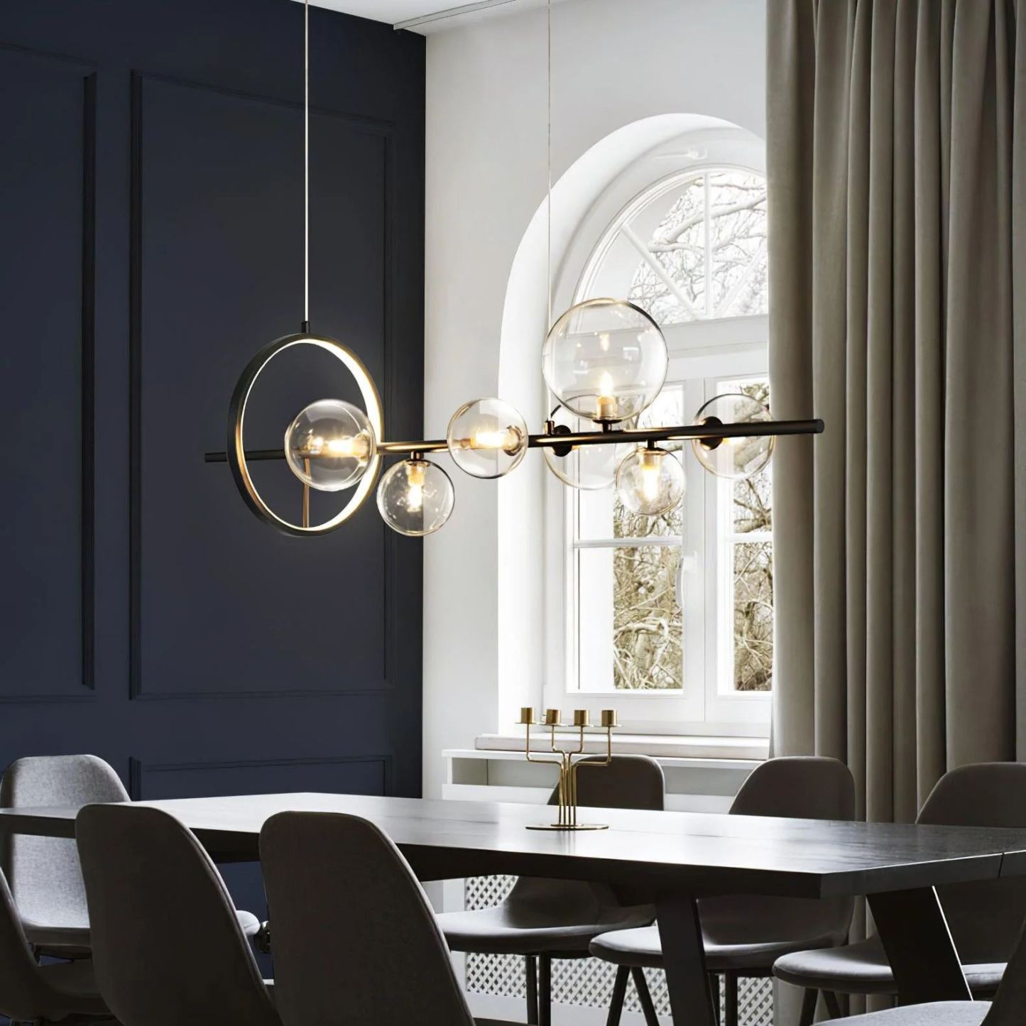 Valentina Gorgeous Metal Glass Chandelier Living Room Dining Room