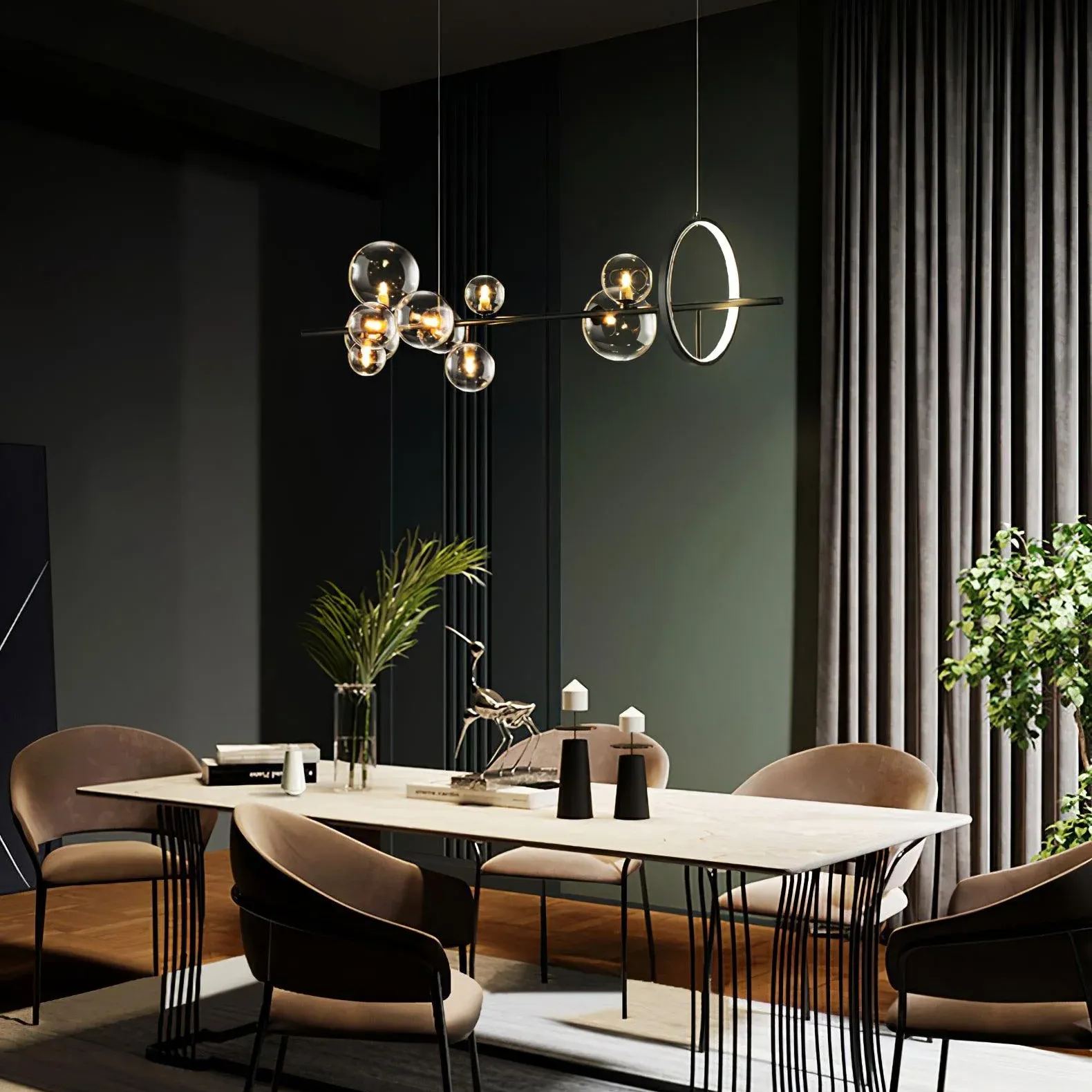 Valentina Gorgeous Metal Glass Chandelier Living Room Dining Room
