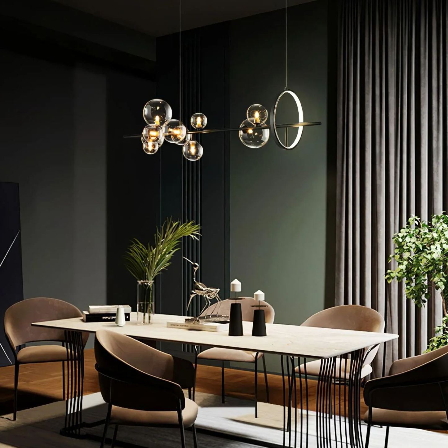 Valentina Gorgeous Metal Glass Chandelier Living Room Dining Room