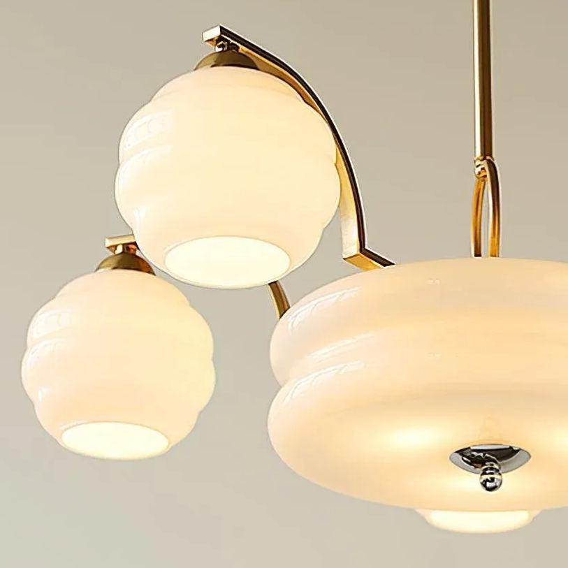 Valentina Vintage Classical Brass Glass Chandelier Living Dining Room