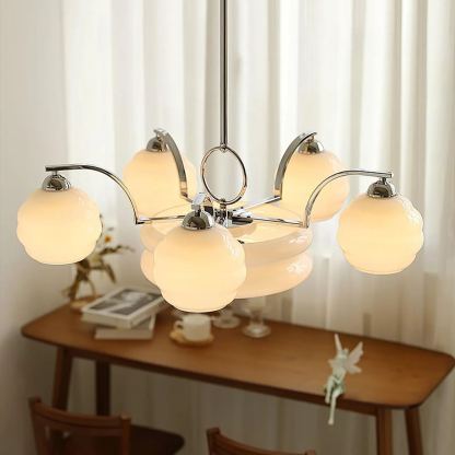Valentina Vintage Classical Brass Glass Chandelier Living Dining Room
