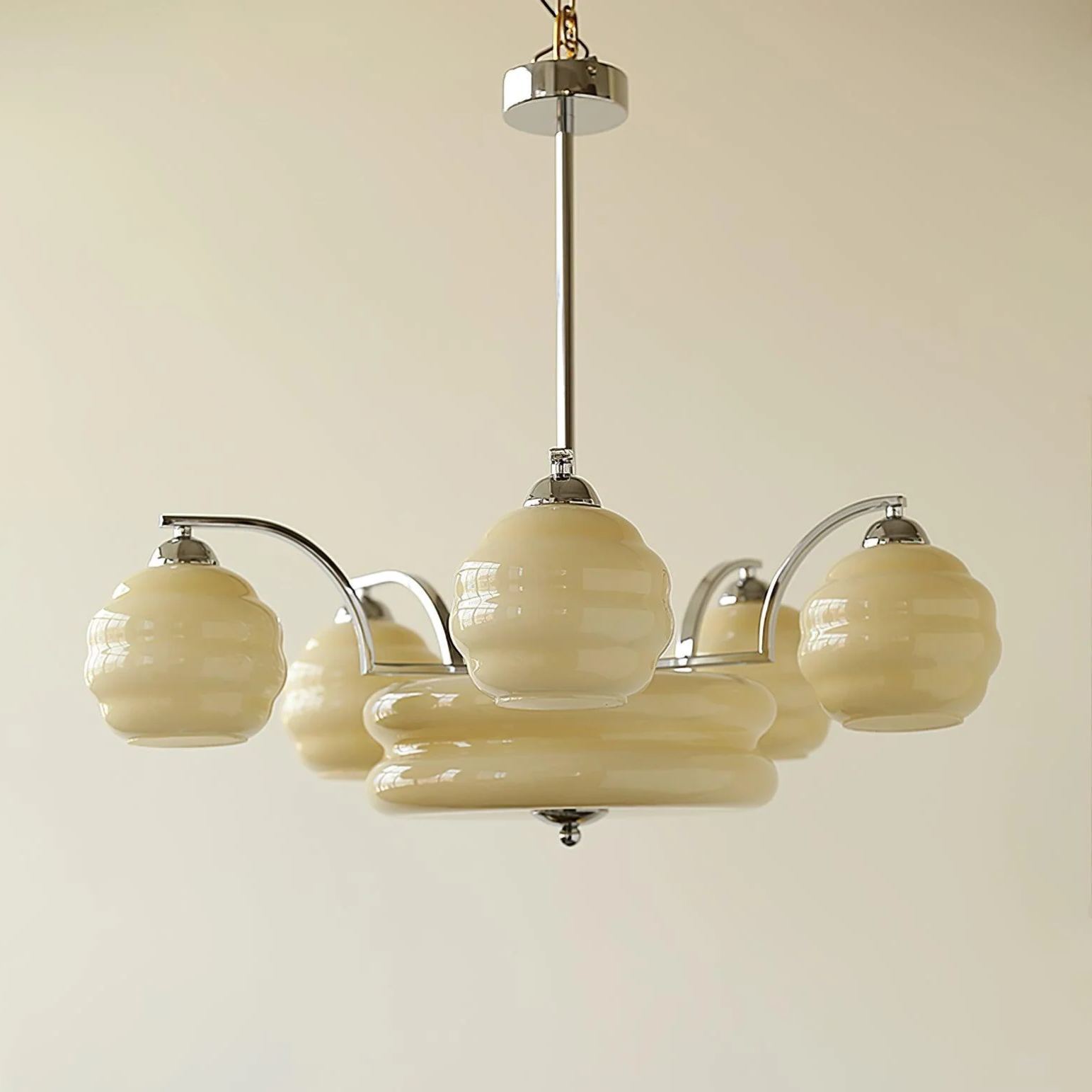Valentina Vintage Classical Brass Glass Chandelier Living Dining Room