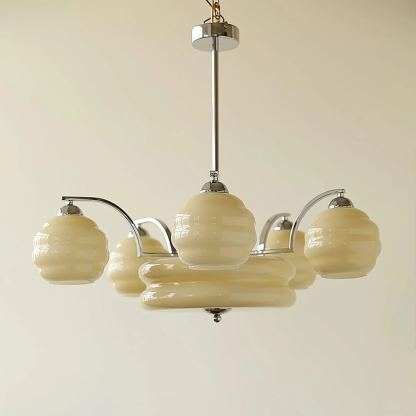 Valentina Vintage Classical Brass Glass Chandelier Living Dining Room