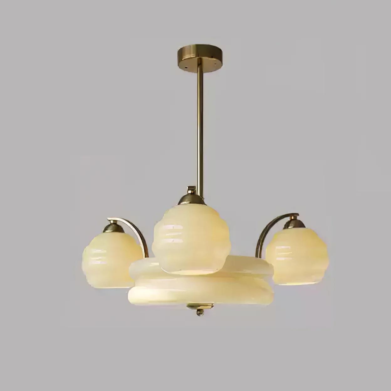 Valentina Vintage Classical Brass Glass Chandelier Living Dining Room