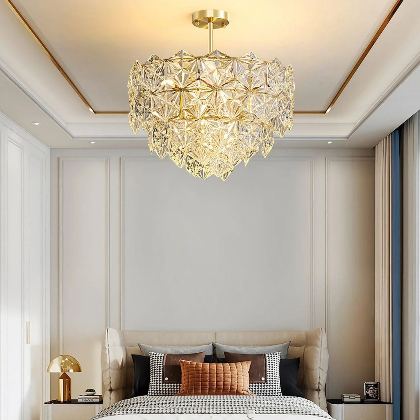 Marilyn Snowflake Gorgeous Metal Glass Chandelier Bedroom Living Room