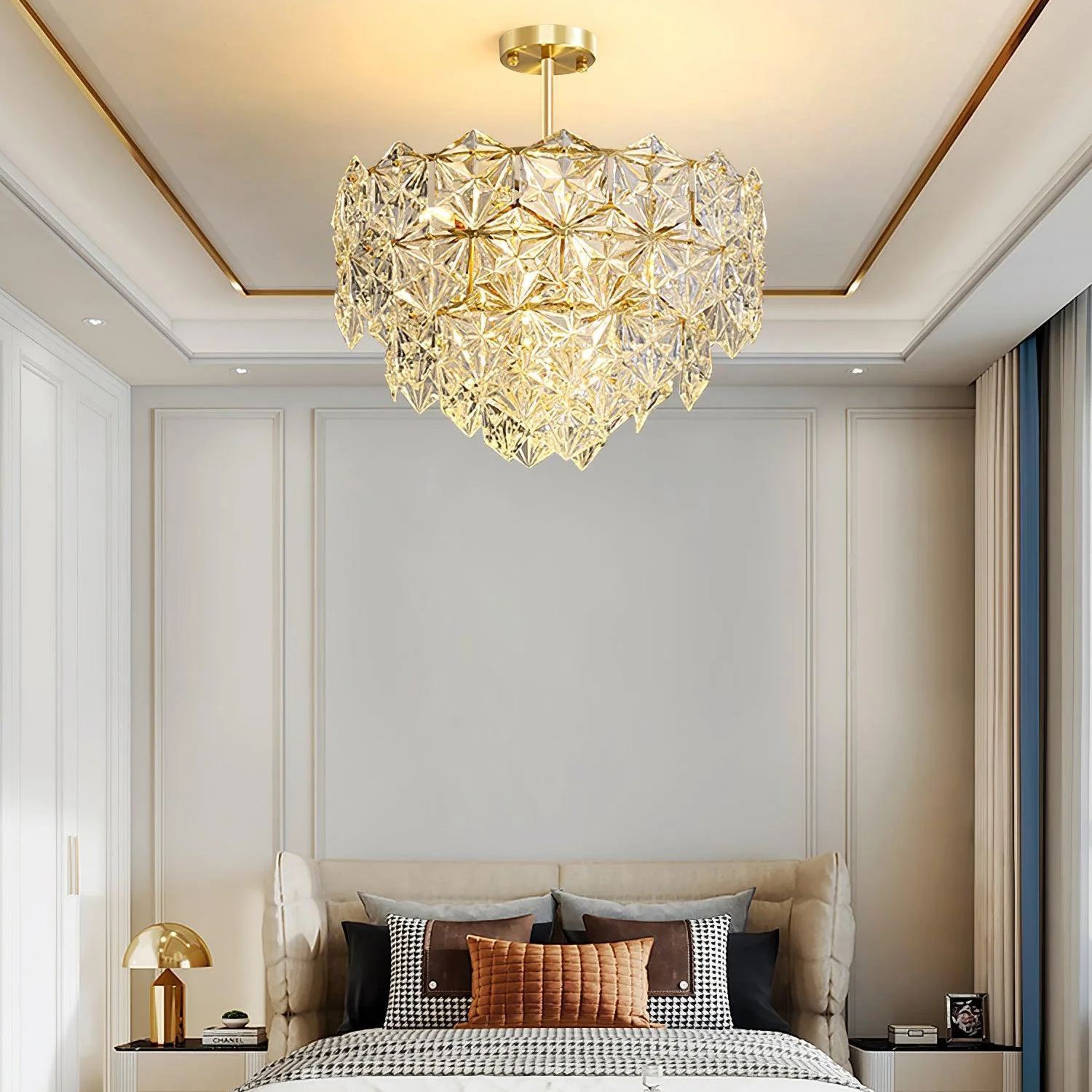 Marilyn Snowflake Gorgeous Metal Glass Chandelier Bedroom Living Room