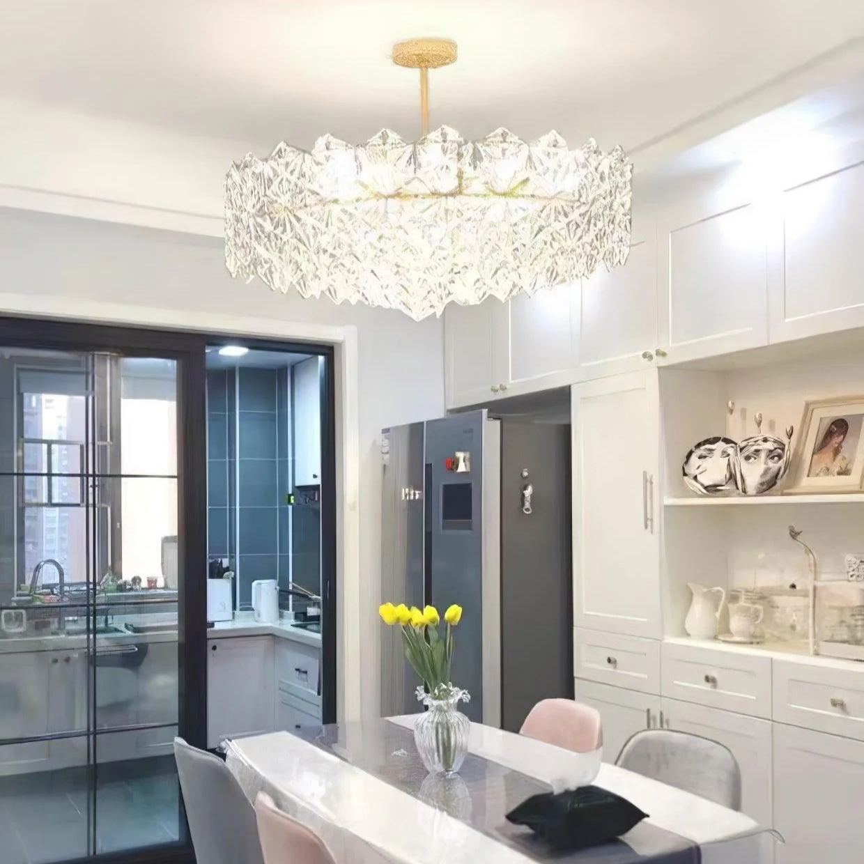 Marilyn Snowflake Gorgeous Metal Glass Chandelier Bedroom Living Room