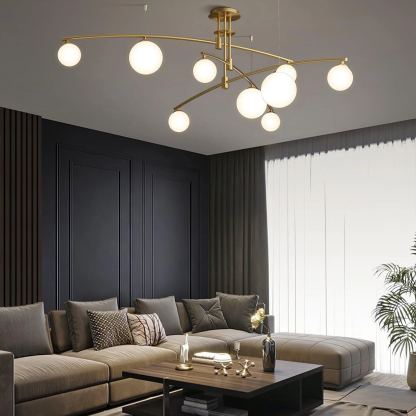 Valentina Modern Long Arm Metal Glass Chandelier Dining Room Living Room