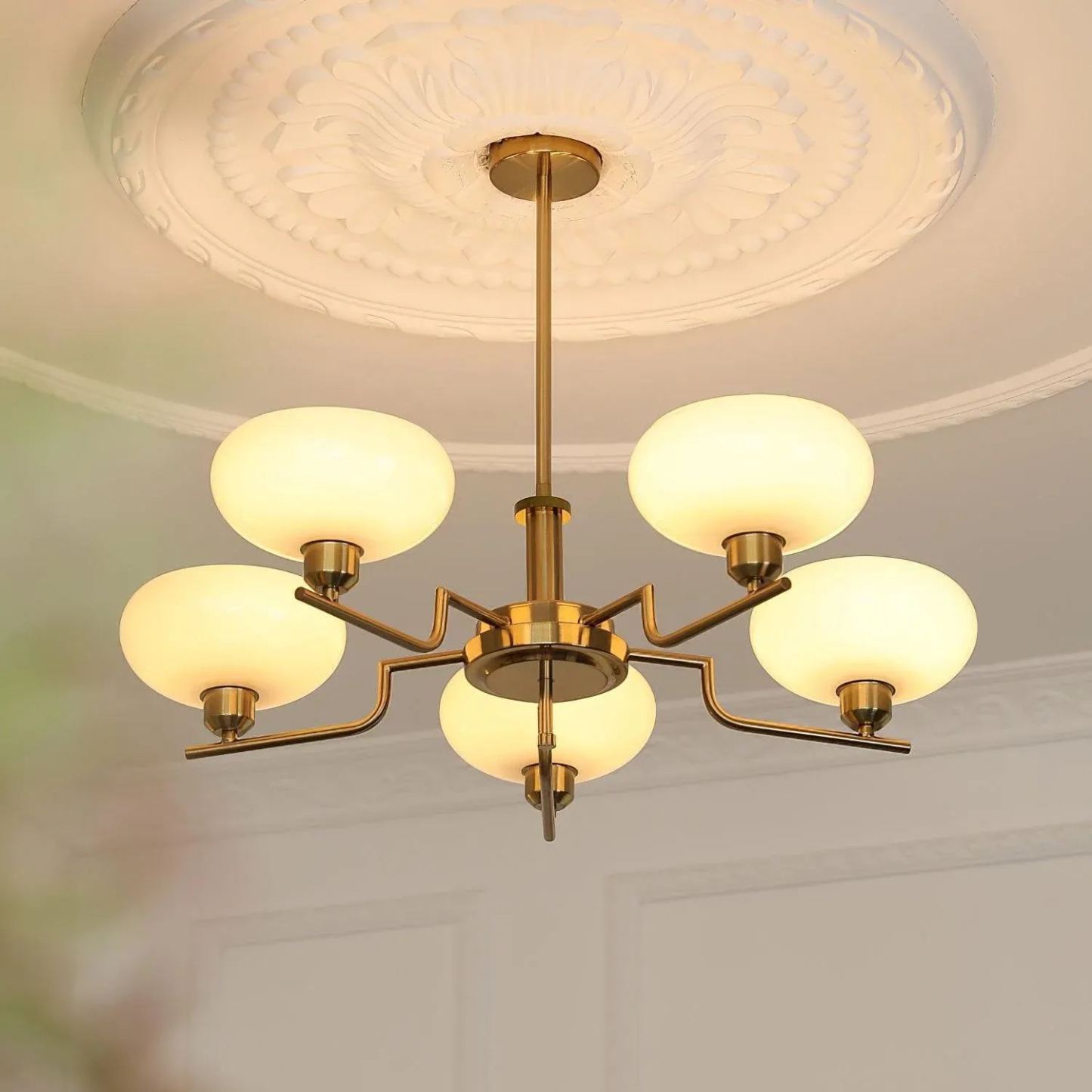 Valentina Vintage Antique Metal Glass Chandelier Living Dining Room