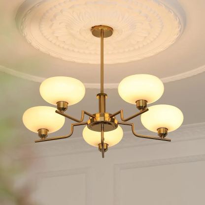 Valentina Vintage Antique Metal Glass Chandelier Living Dining Room