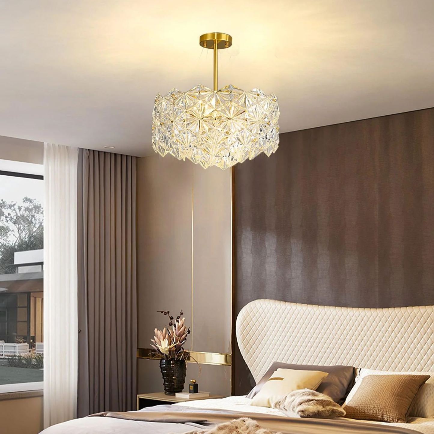 Marilyn Snowflake Gorgeous Metal Glass Chandelier Bedroom Living Room