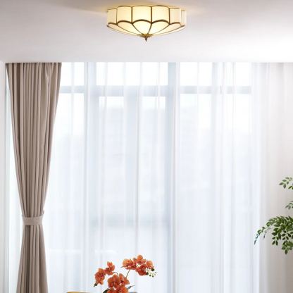 Alessio Postmodern Flower Frosted Glass Gold Ceiling Light Bedroom Living Room