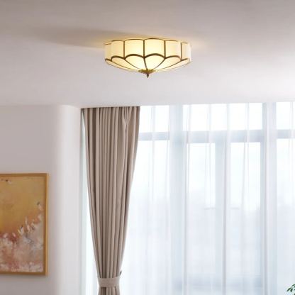 Alessio Postmodern Flower Frosted Glass Gold Ceiling Light Bedroom Living Room