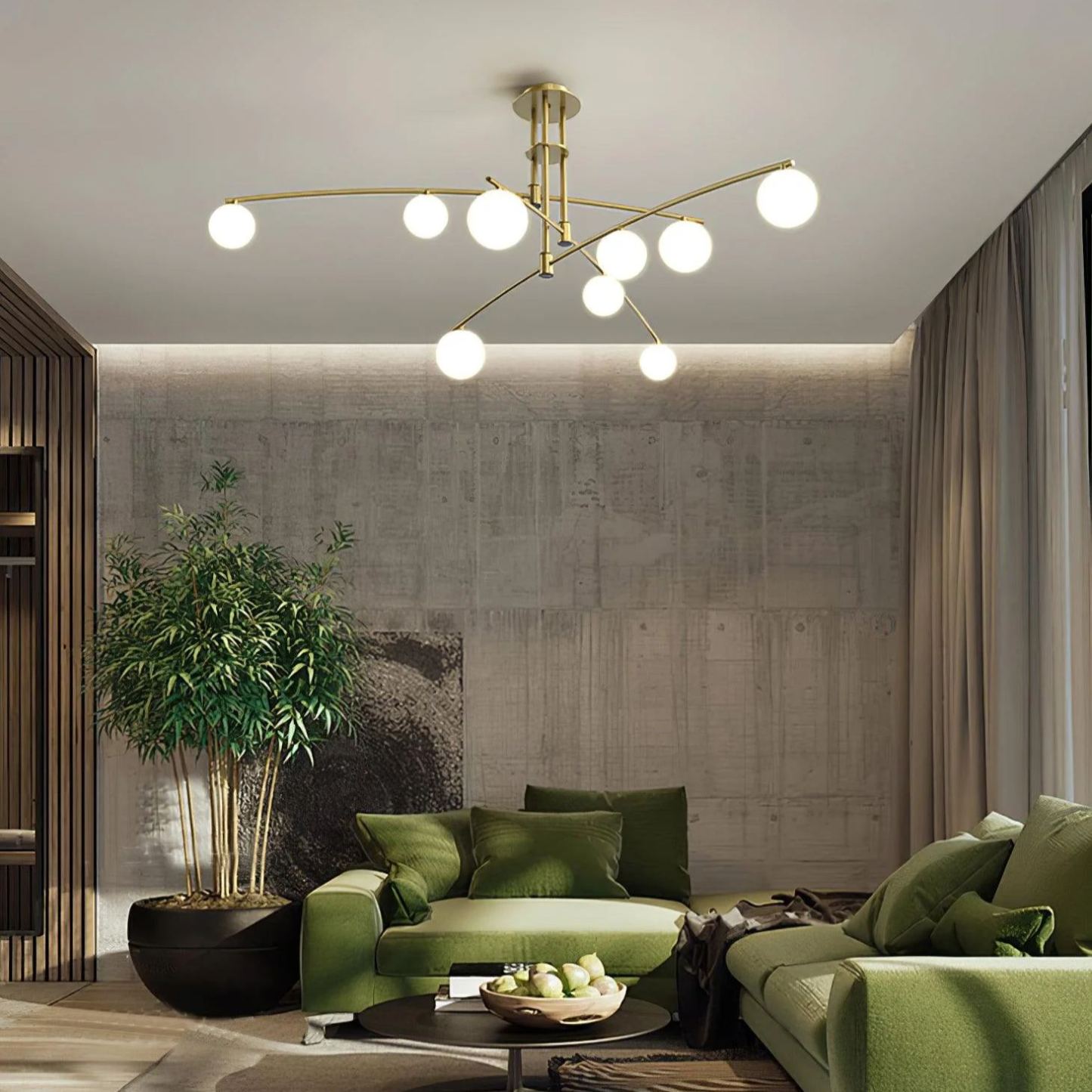 Valentina Modern Long Arm Metal Glass Chandelier Dining Room Living Room