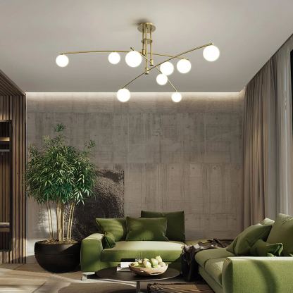 Valentina Modern Long Arm Metal Glass Chandelier Dining Room Living Room