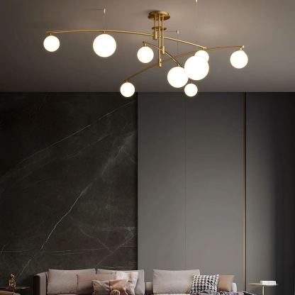 Valentina Modern Long Arm Metal Glass Chandelier Dining Room Living Room