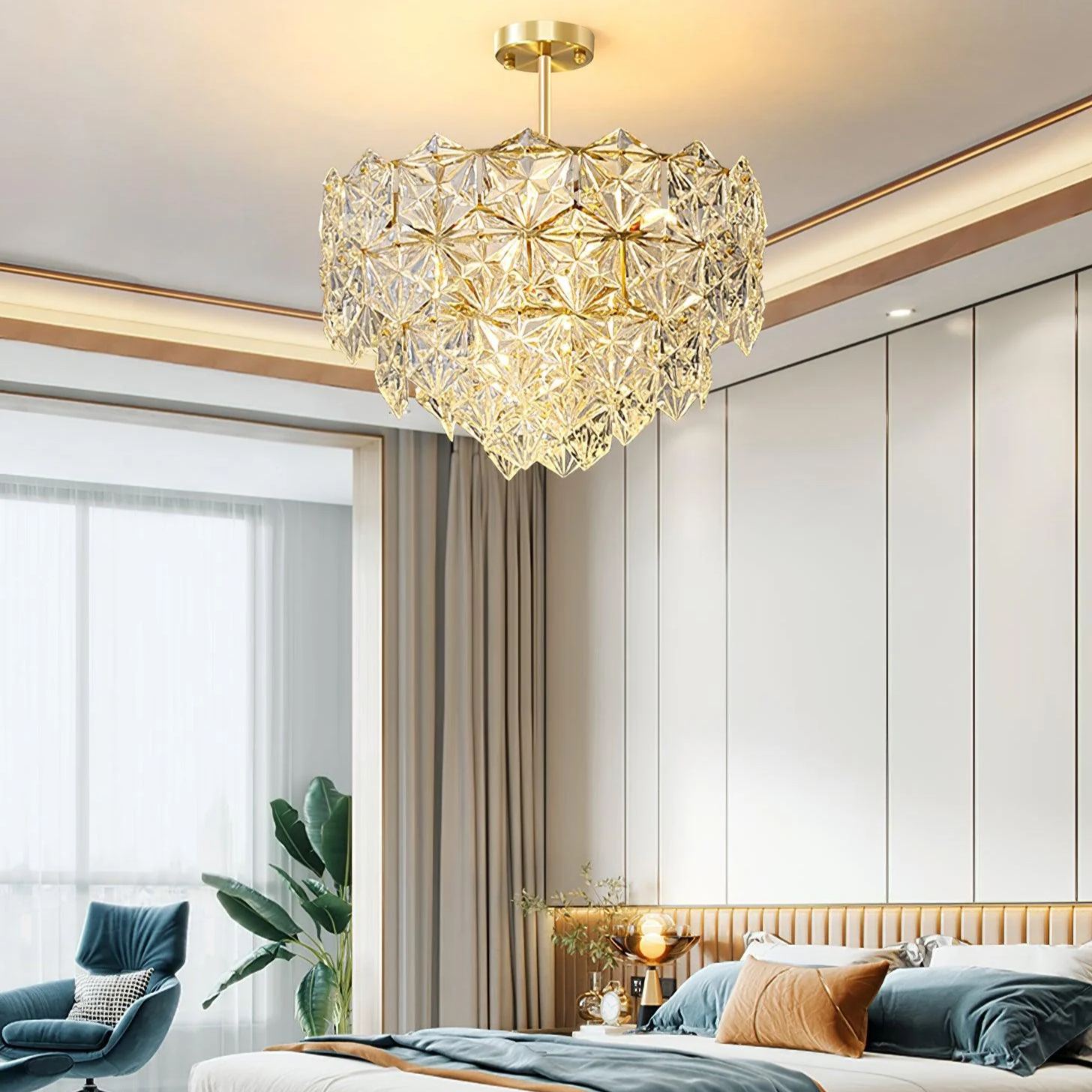Marilyn Snowflake Gorgeous Metal Glass Chandelier Bedroom Living Room