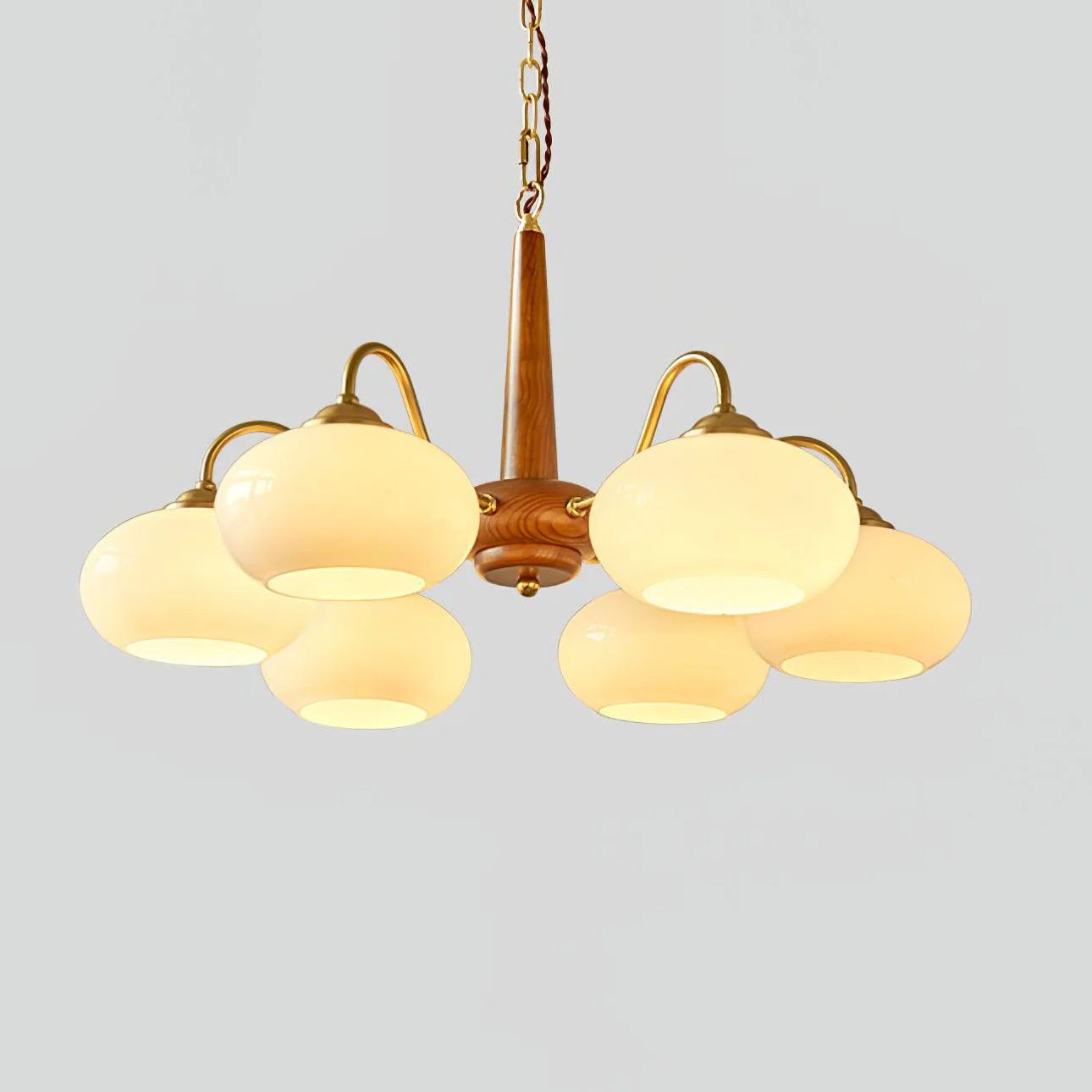 Valentina Vintage Wood Glass Chandelier Shades Living Dining Room