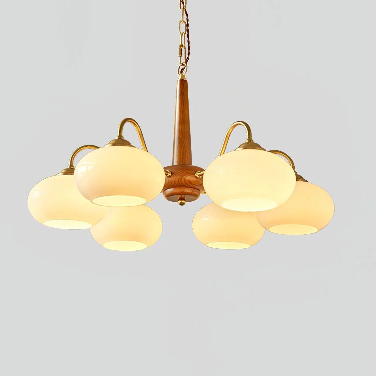 Valentina Vintage Wood Glass Chandelier Shades Living Dining Room