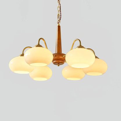 Valentina Vintage Wood Glass Chandelier Shades Living Dining Room