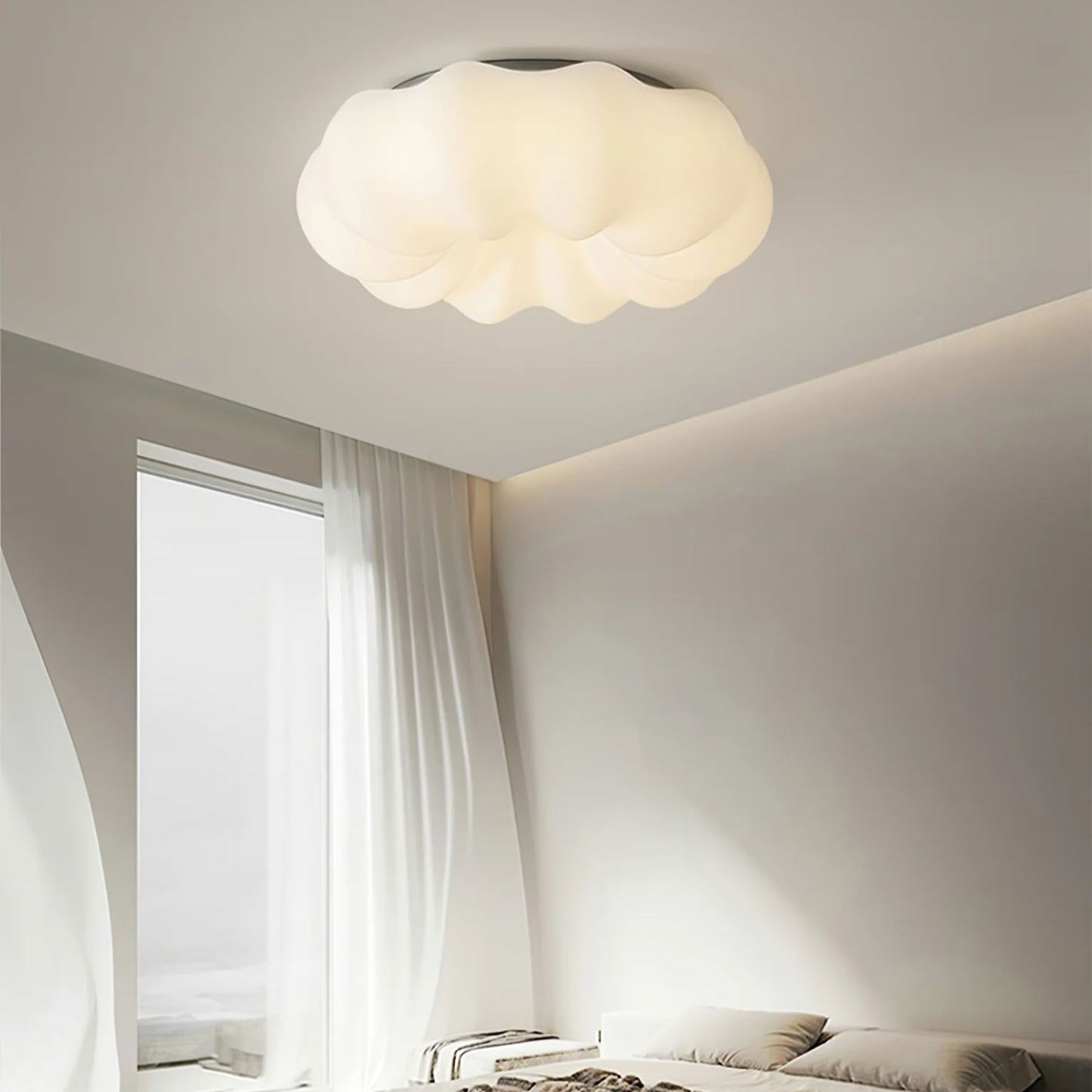 Quinn Modern White Cloud Metal PE Ceiling Lamp Bedroom  Dining Room
