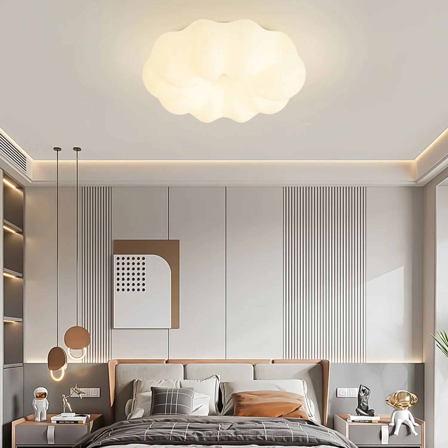 Quinn Modern White Cloud Metal PE Ceiling Lamp Bedroom  Dining Room