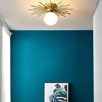 Lowry Vintage Classical Sun Brass Ceiling Light Bedroom Hallway