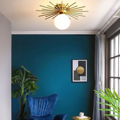 Lowry Vintage Classical Sun Brass Ceiling Light Bedroom Hallway