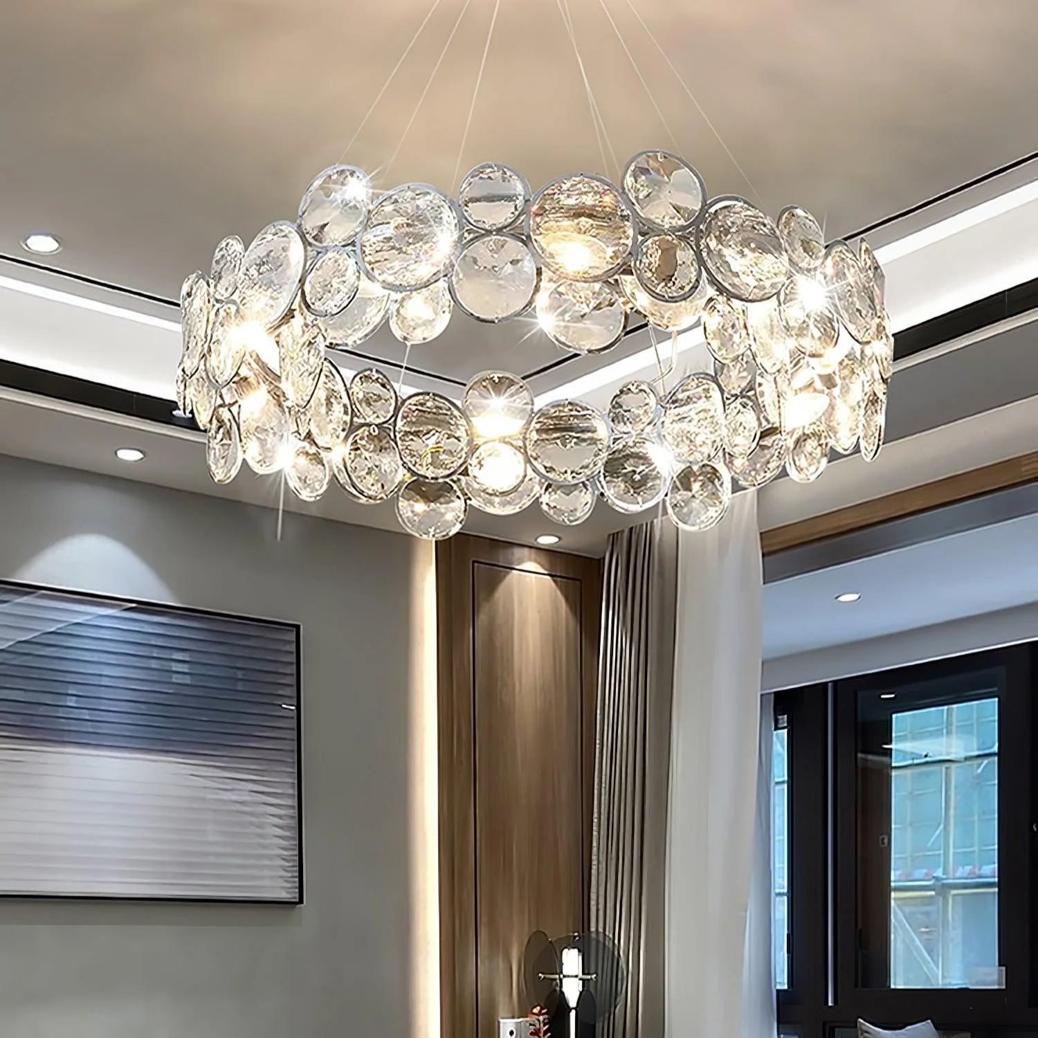 Marilyn Gorgeous Round Crystal Chandelier Dining Room Living Room