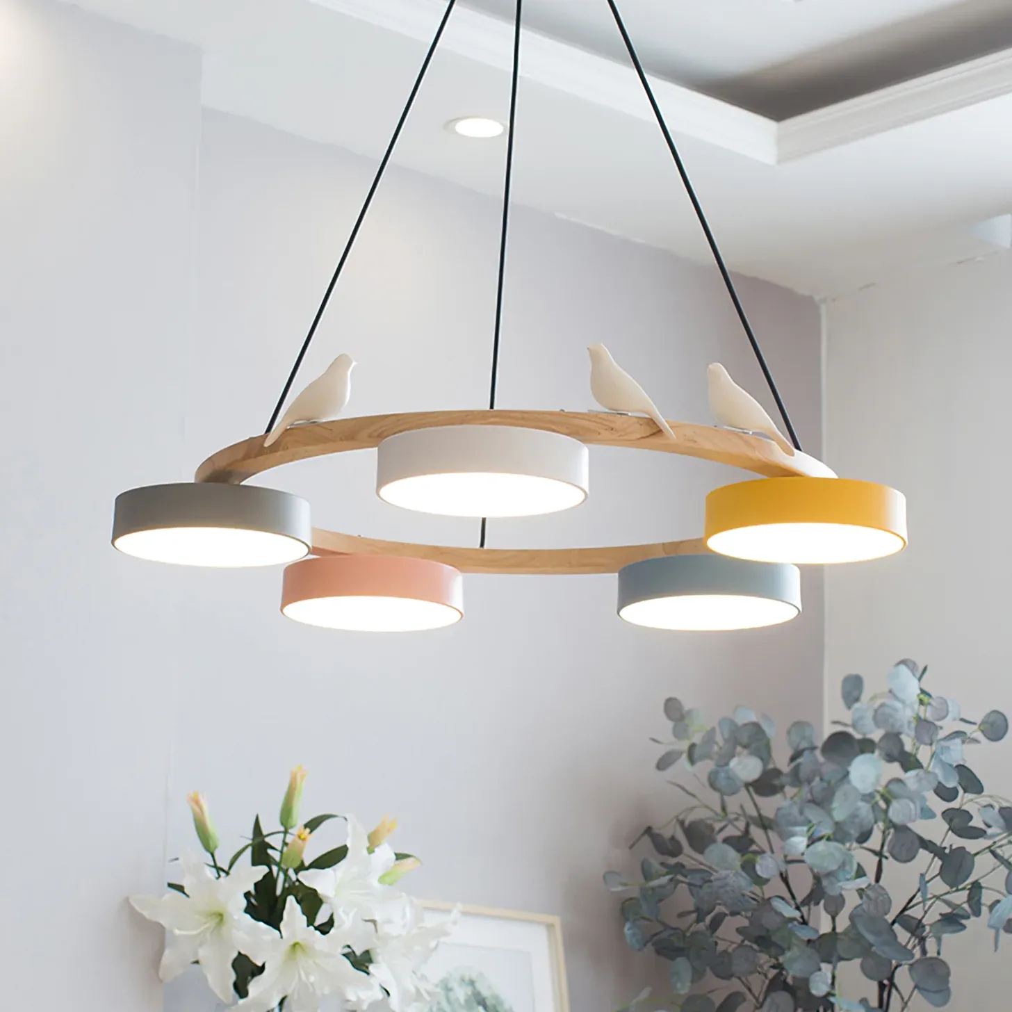 Morandi Modern Metal Wood Resin Acrylic Chandelier Dining Room Bedroom