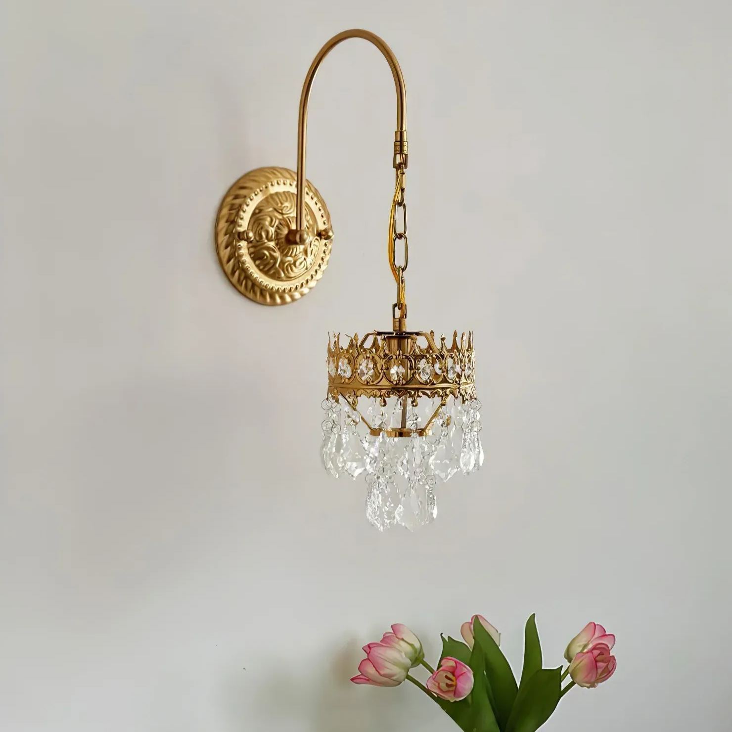 Alessio Classical Crystal Crown Wall Lamp Bathroom Kitchen