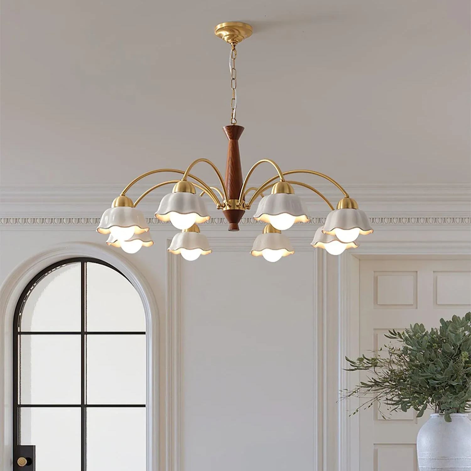 Valentina Vintage Brass Glass Chandelier Shades Living Dining Room
