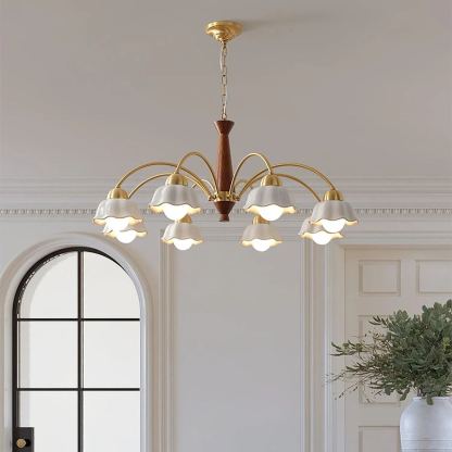 Valentina Vintage Brass Glass Chandelier Shades Living Dining Room