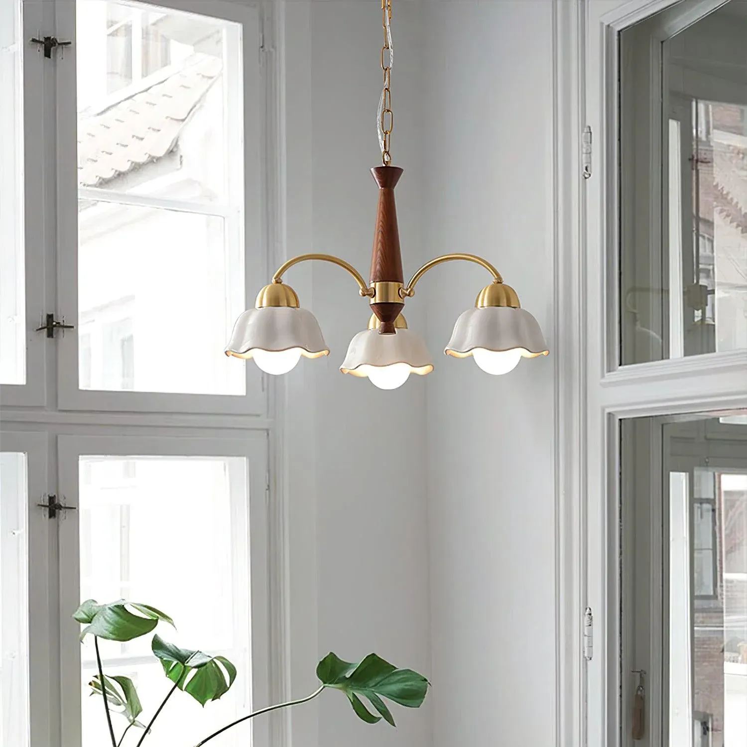 Valentina Vintage Brass Glass Chandelier Shades Living Dining Room
