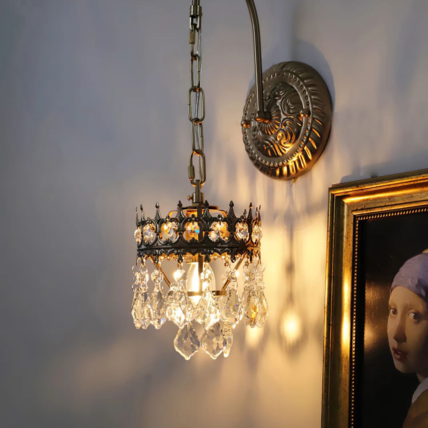Alessio Classical Crystal Crown Wall Lamp Bathroom Kitchen