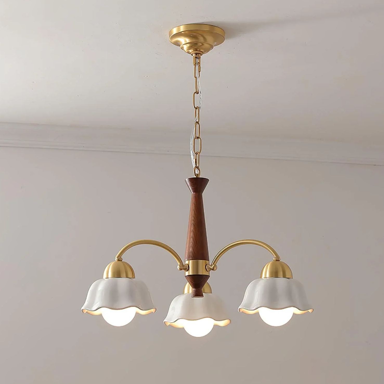Valentina Vintage Brass Glass Chandelier Shades Living Dining Room