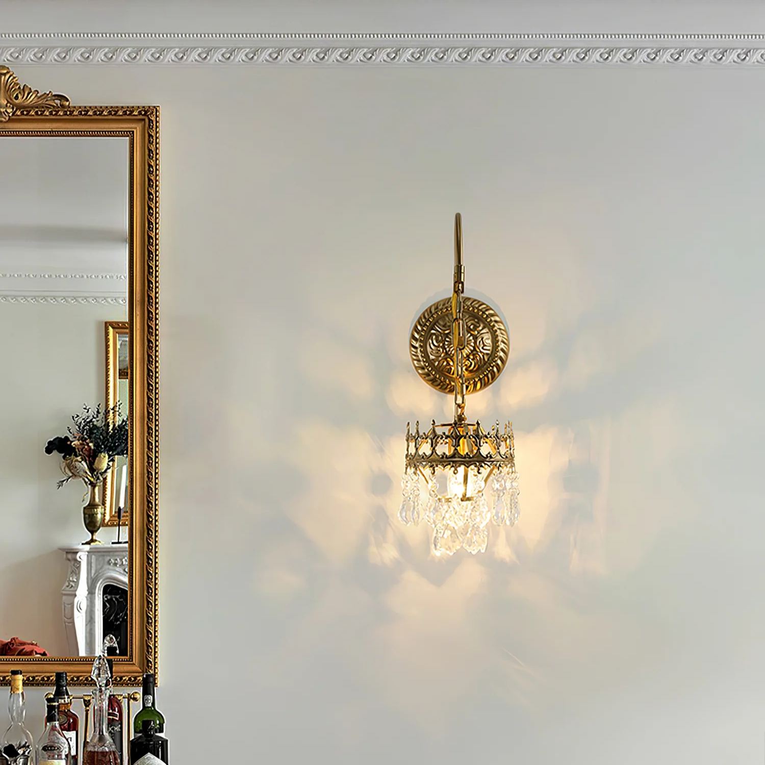 Alessio Classical Crystal Crown Wall Lamp Bathroom Kitchen